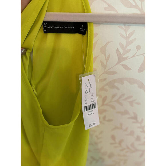 DISCOUNT SHIPPING NWT Vibrant Neon Yellow Sheer Maxi Halter Top - Picture 8 of 9